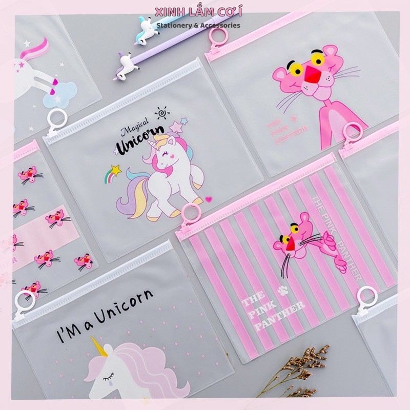 Túi Đựng Bút Zipper Unicorn, Sương Rồng Trong Suốt Có Khóa Kéo Siêu Xinh [Xinh Lắm Cơ Í]