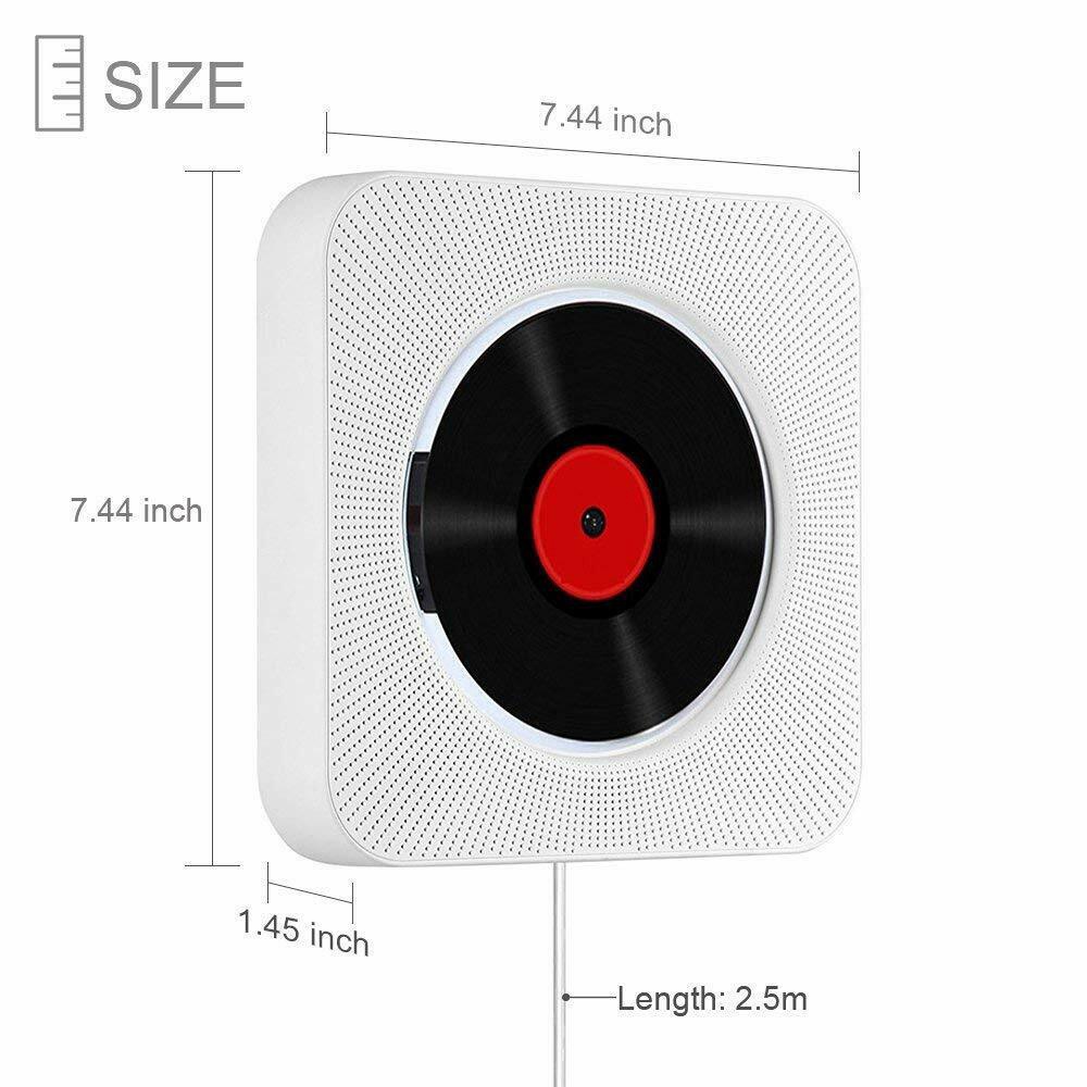 CD PLAYER VER 3 - Máy nghe nhạc CD Đầu CD di động Có thể treo tường Đầu CD Bluetooth, Loa USB HiFi với Điều khiển từ xa