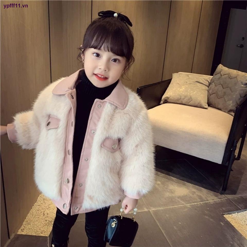 Áo khoác cotton giả lông cáo dày ấm áp phong cách Hàn Quốc thời trang 2021 mới cho bé gái