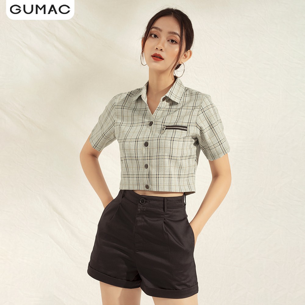 [Mã WABRGU100 giảm 15% đơn 249K tối đa 100k] Áo sơ mi nữ caro phối dây kéo AA1182 GUMAC | BigBuy360 - bigbuy360.vn