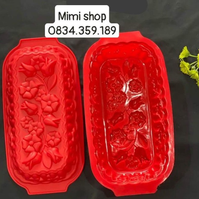 Khuôn silicon hoa hình chữ nhật 25cm  làm rau câu sinh nhật cực yêu