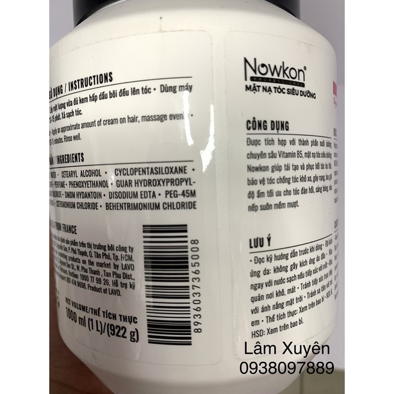 Hấp dầu hoa sen CHÍNH HÃNG Nowkon 1000ml cung cấp vitamin B5 dưỡng ẩm tóc mềm mượt, phục hồi tóc hư tổn,giúp tóc óngả