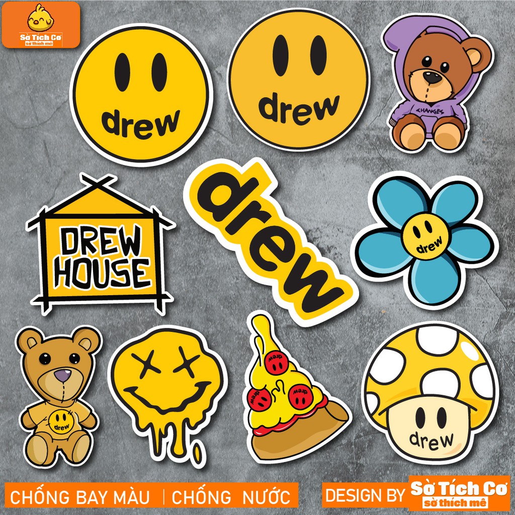 Drew chống nước sticker dán laptop, điện thoại, đàn guitar, mũ bảo hiểm, vali. MSP: NS26