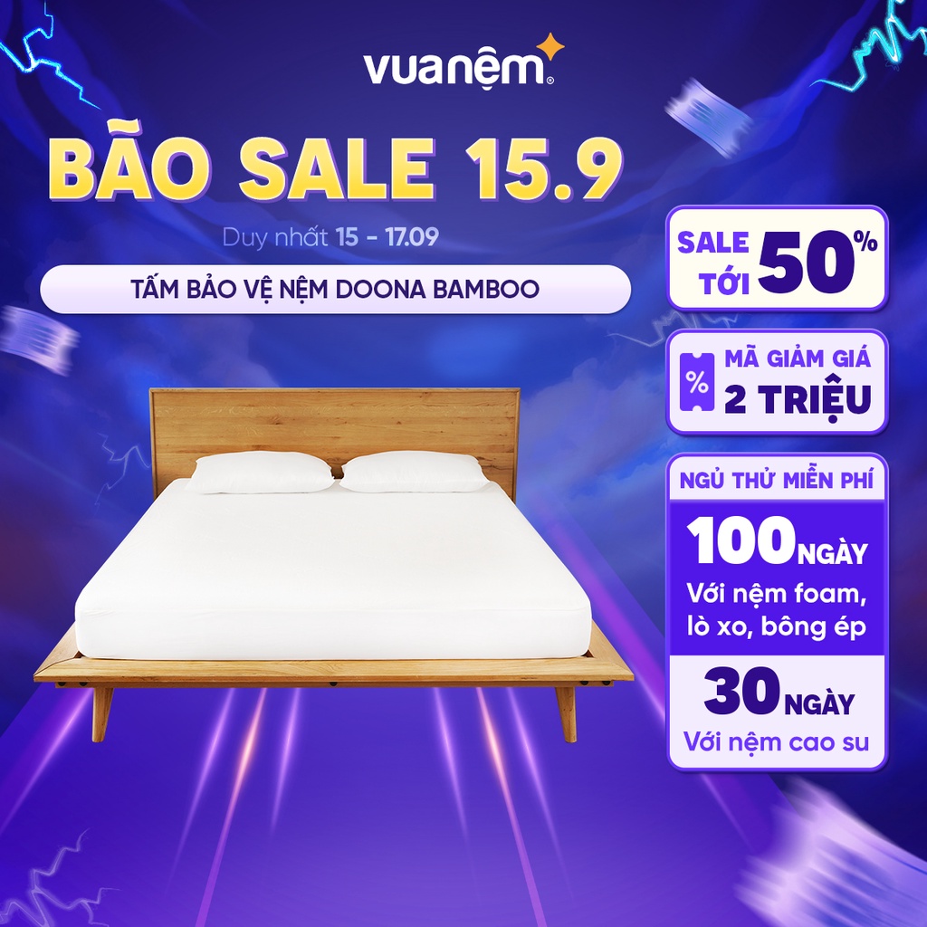 Tấm bảo vệ nệm chống thấm tản nhiệt Doona Bamboo chịu nhiệt, chống nhão phân phối bởi Vua Nệm