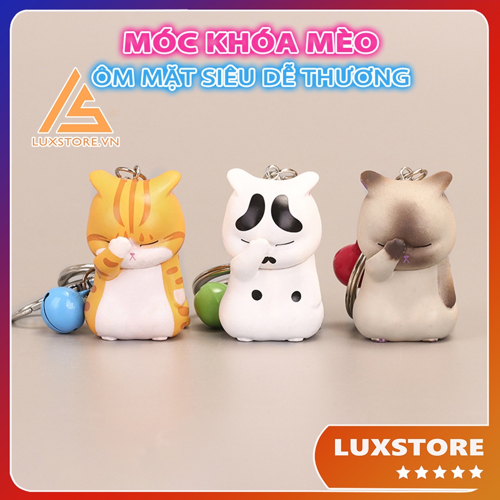 MÓC KHÓA MÈO ÔM MẶT SIÊU DỄ THƯƠNG MÓC CẶP BA LÔ TÚI XÁCH – LUXSTORE