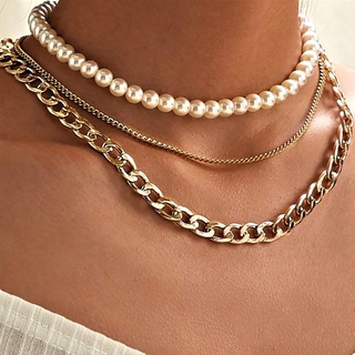 Chains Necklace Layered Necklaces For Women Set Jewelry Aesthetic Thick Necklace