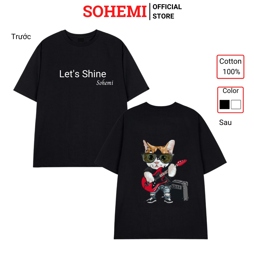Áo Thun Tay Lỡ Form Rộng SOHEMI họa tiết MÈO HÀI HƯỚC vải cotton 100% 4 chiều cao cấp