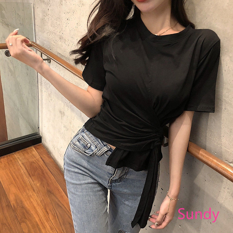 Áo Kiểu Hàn Quốc Thiết Kế Lệch Tà Thời Trang Mùa Hè Cho Bé Gái