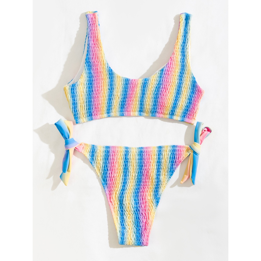 Đồ bơi 2 mảnh cầu vồng - Bikini 2 mảnh cầu vồng - 2021 Europe and the United States Best Selling Colorful Spliced Cable Bikini Amazon wish Foreign Trade Sexy Explosions Split Swimsuit