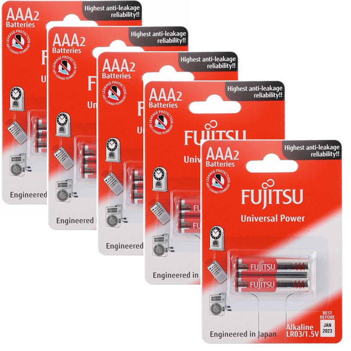 10 Vỉ Pin đũa AAA Alkaline FUJITSU 1,5v vỉ 2 viên.