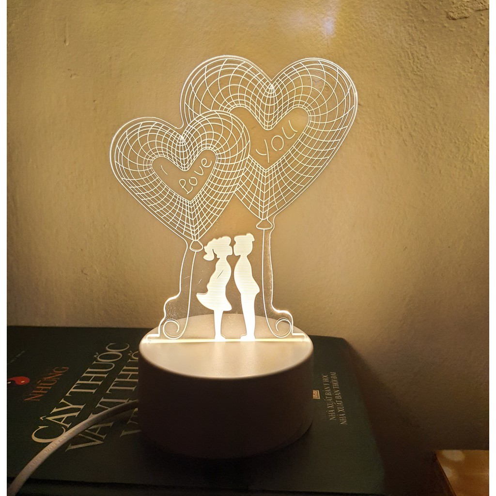 Đèn led 3D trang trí để bàn: Mẫu Nụ hôn đầu