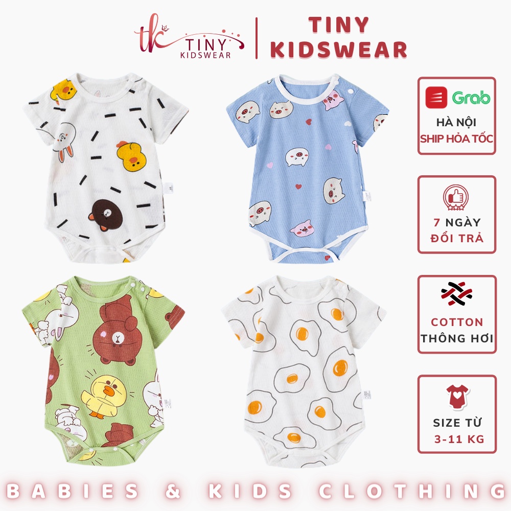 Body chip cộc tay chất cotton thông hơi nhiều hình dễ thương cho bé từ sơ sinh 3kg - 11kg [BD10]