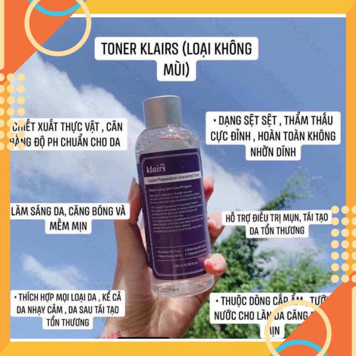 Nước hoa hồng Klairs dưỡng ẩm cho da nhạy cảm Dear Klairs Supple Preparation Toner [ Chính - Hãng ]