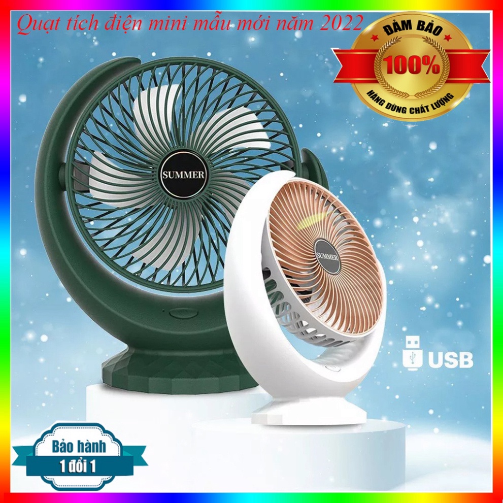 Quạt Tích Điện Để Bàn Super Fan 3 tốc độ , Quạt Mini Để Bàn Cao Cấp Tích Điện Để Bàn Tiện Lợi Nhỏ Gọn Cute