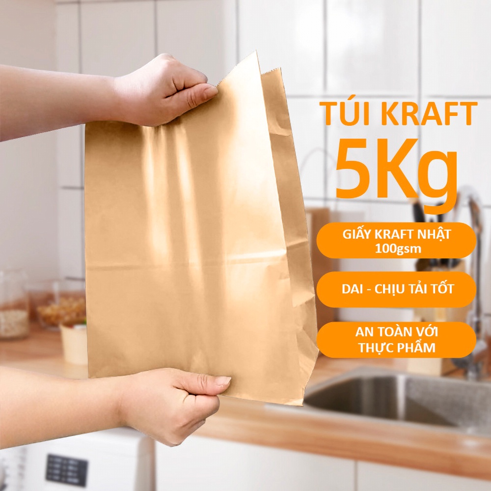 Túi Giấy Kraft, Túi Giấy Xi Măng Gói Hàng, Đựng Thực Phẩm, Quà Tặng Handmade, Giấy Kraft Nhật Dày Dai Bền, Đầy Đủ Size