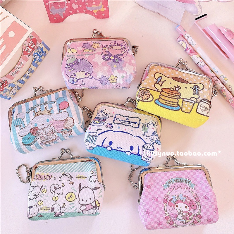 Túi Đựng Tiền Xu / Tai Nghe Bluetooth Hai Mặt Hình Cinnamoroll Melody Dễ Thương