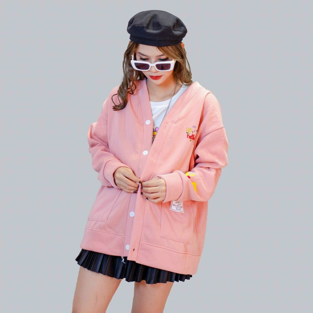 𝗡𝗘𝗪 𝗔𝗥𝗥𝗜𝗩𝗔𝗟💢  Áo Khoác Nữ Cardigan Nỉ Ngoại Cao Cấp không xù Hottrend chữ Yellow Flicker | BigBuy360 - bigbuy360.vn