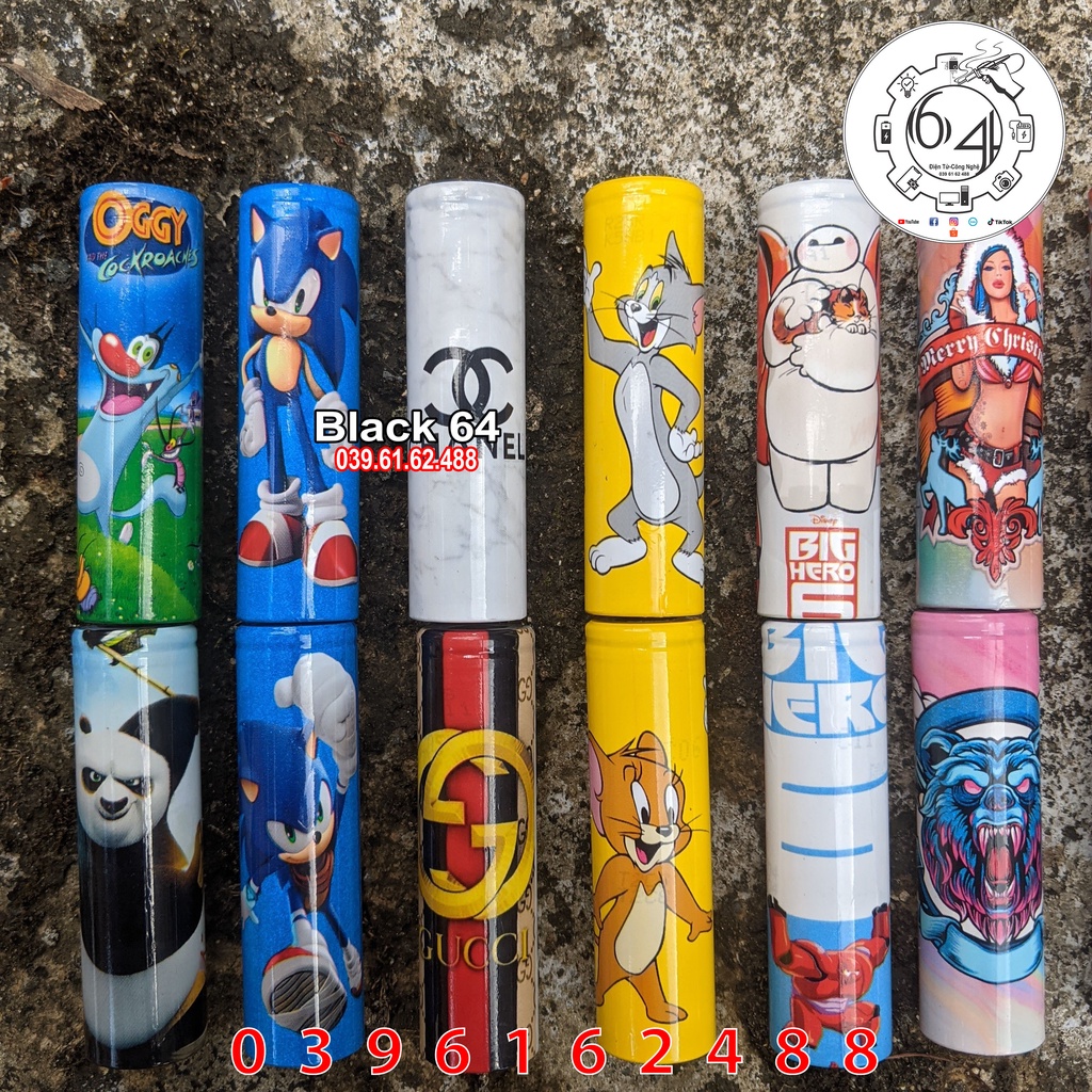 Gen co nhiệt  skin bọc pin 18650 - Làm đẹp sạc dự phòng mica trong suốt