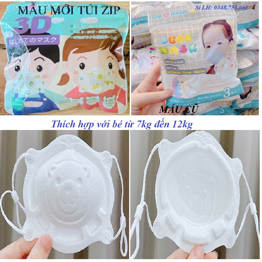Khẩu Trang Gấu UNIMASK Cho Bé Sơ Sinh 0-3 tuổi