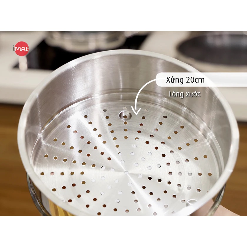 [Hàng chính hãng] Xửng hấp iMat inox 304 nhiều kích cỡ 20 I 22 I 24 I 26 I 28 I 30(cm). Dùng cho nồi, chảo cùng size