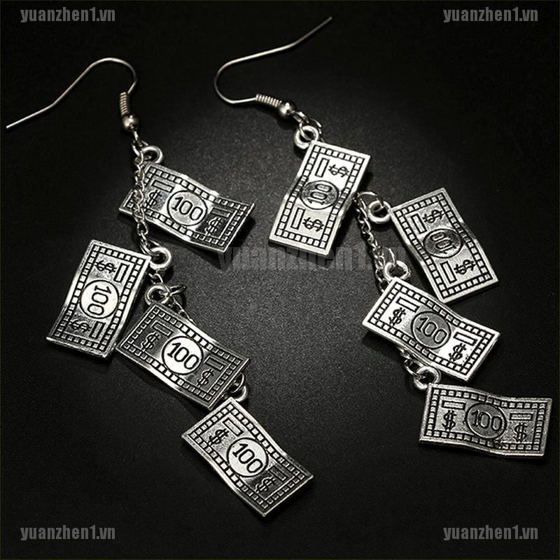 Đôi bông tai hình tờ tiền cổ điển độc đáo