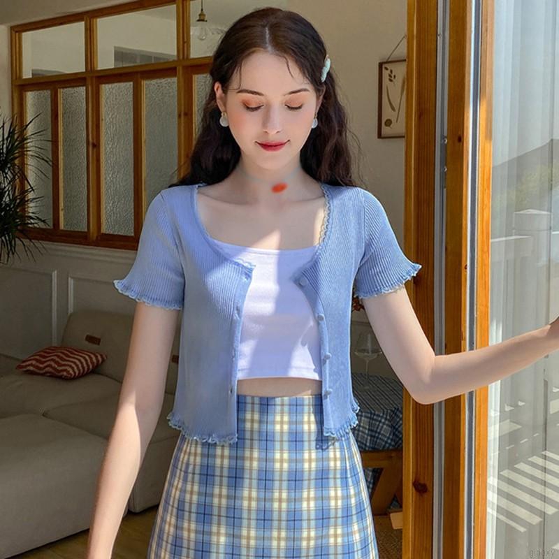 Áo Thun Nữ Tay Ngắn Cổ Tròn Phong Cách Hàn Quốc