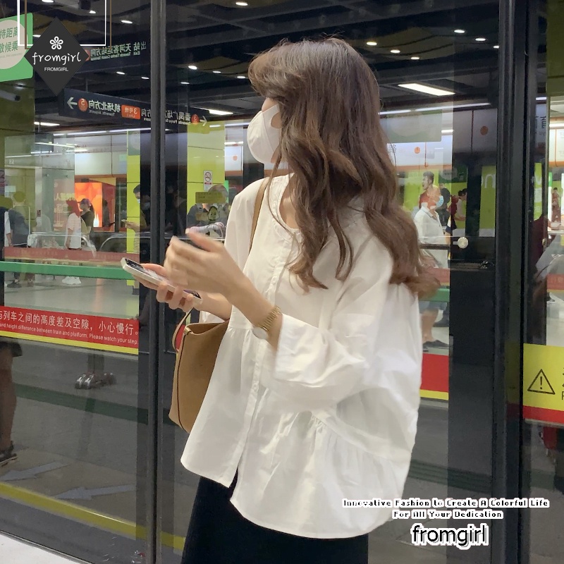 Áo Sơ Mi Trắng Dáng Rộng Thiết Kế Độc Đáo Thời Trang Mùa Hè Cá Tính Cho Nữ