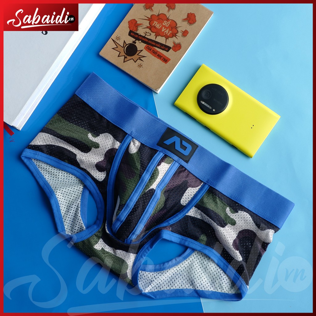 Quần lót nam boxer addicted xanh dương camo hở mông