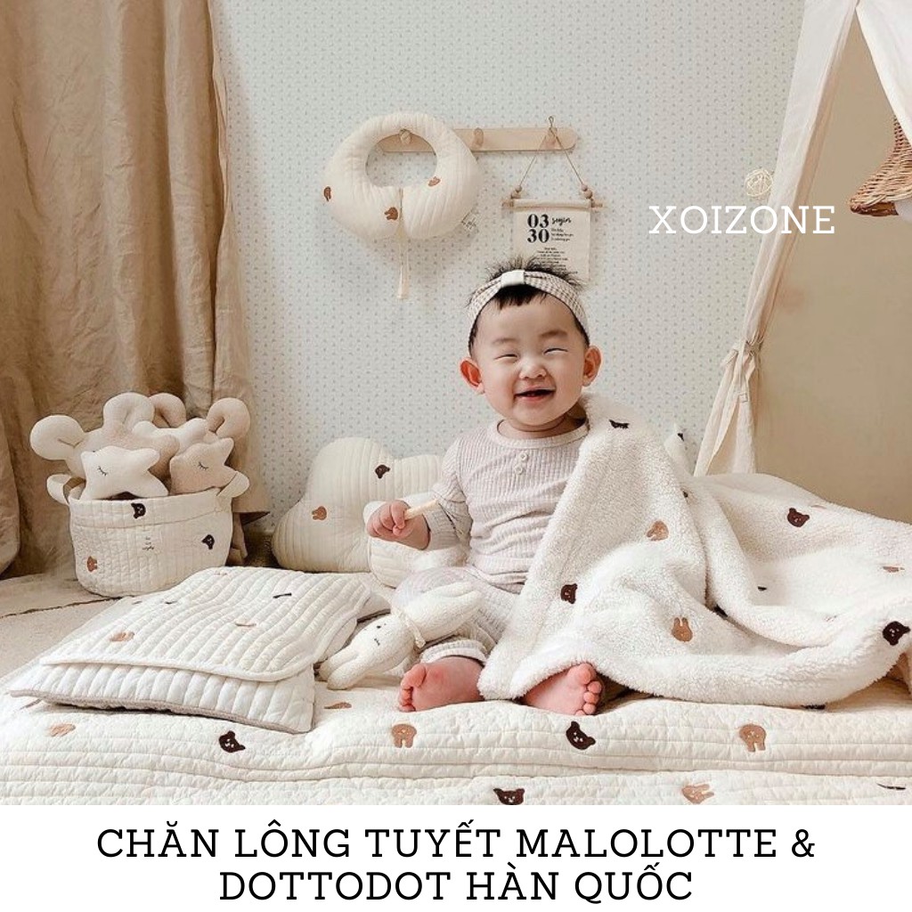 Chăn lông tuyết Malolotte &amp; Dottodot nội địa Hàn Quốc