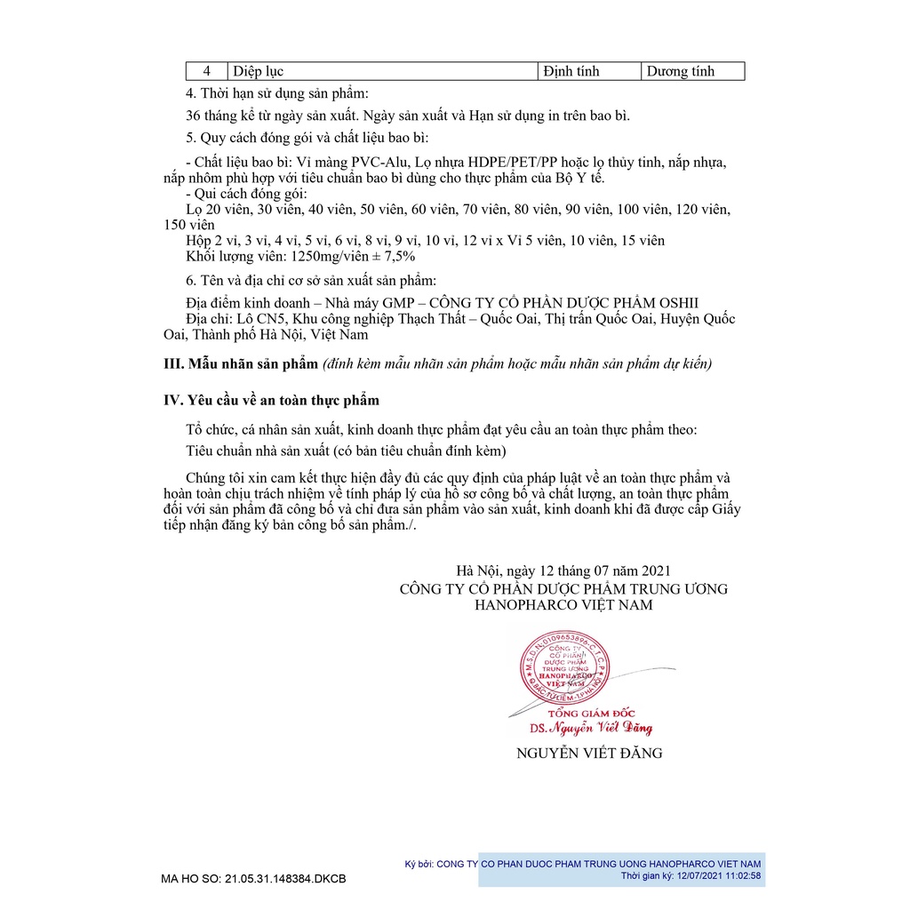 Diệp lục OMEGA 3-6-9 TW Hanopharco, mắt sáng, não tinh, tim khỏe, da đẹp