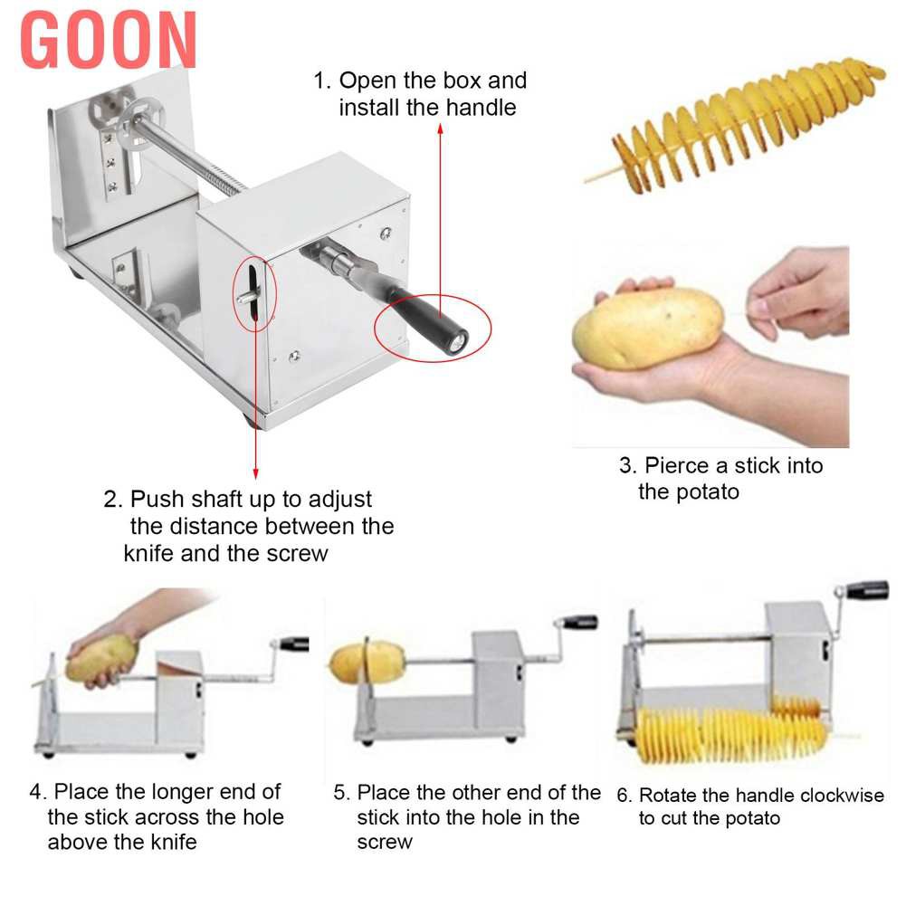 Goon Dụng Cụ Cắt Khoai Tây Lốc Xoáy Bằng Thép Không Gỉ