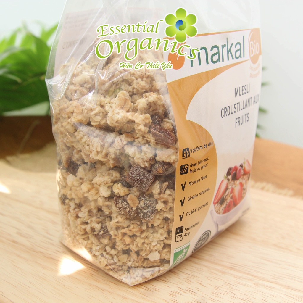 [Ngũ cốc ăn sáng cho Mẹ và Bé] Ngũ cốc giòn trái cây hữu cơ Muesli Crunchy Markal 375g date 1/9/2023