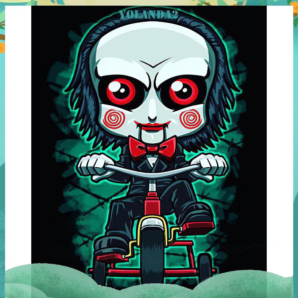 Full Cross Stitch 11CT Clown Skull Stamped Embroidery DIY Halloween Decor