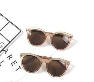 Kính râm Mắt tròn BROWN Thời trang Unisex