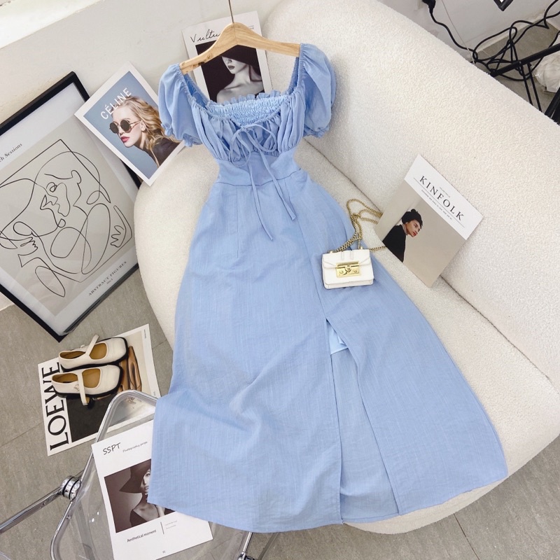 (Có bigsize) ĐẦM MAXI RỚT VAI DÂY CỔ YẾM CUTOUT LƯNG BO CHUN MẶC ĐƯỢC NHIỀU KIỂU H4