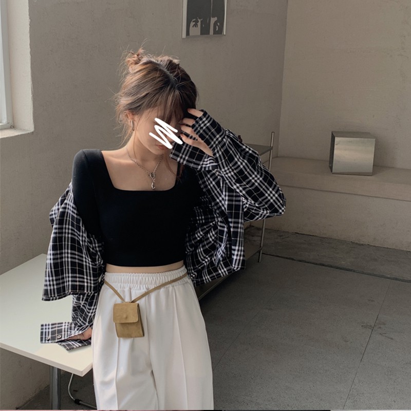 Áo Thun Nữ Tay Dài Ôm Dáng Phong Cách Retro Hàn Quốc