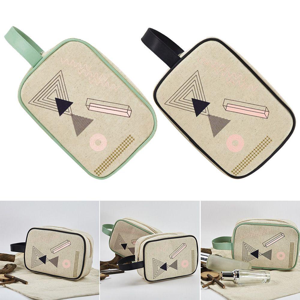 Túi Vải Lanh Đựng Mỹ Phẩm Có Khóa Kéo Đa Năng Tiện Dụng Khi Đi Du Lịch