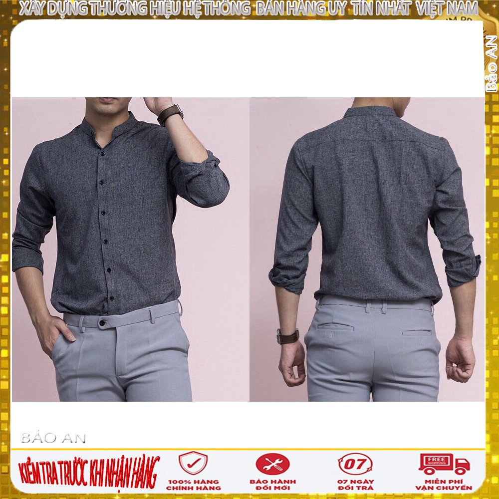 Áo sơ mi nam cổ tàu màu ghi xám [Cung cấp Sỉ Toàn Quốc] | BigBuy360 - bigbuy360.vn
