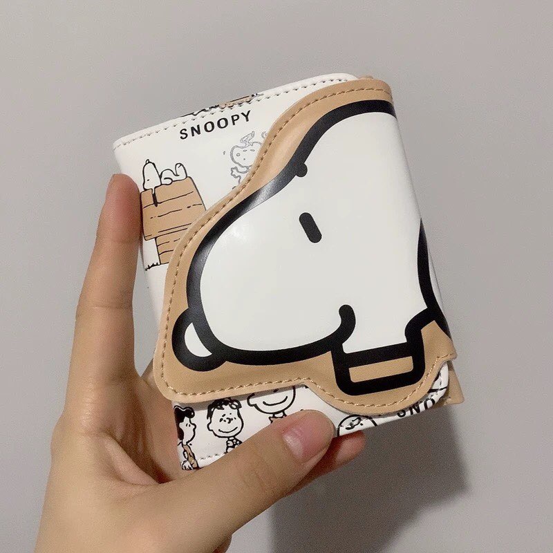 Ví Nữ Mini Cầm Tay Ngắn đẹp Da PU Gấp Gọn In Hình Snoopy Cún con dễ thương HYTACO VN31