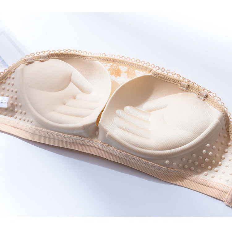 Áo lót ren không dây lót su bàn tay mút vừa nâng ngực định hình chống tụt (MS-10)