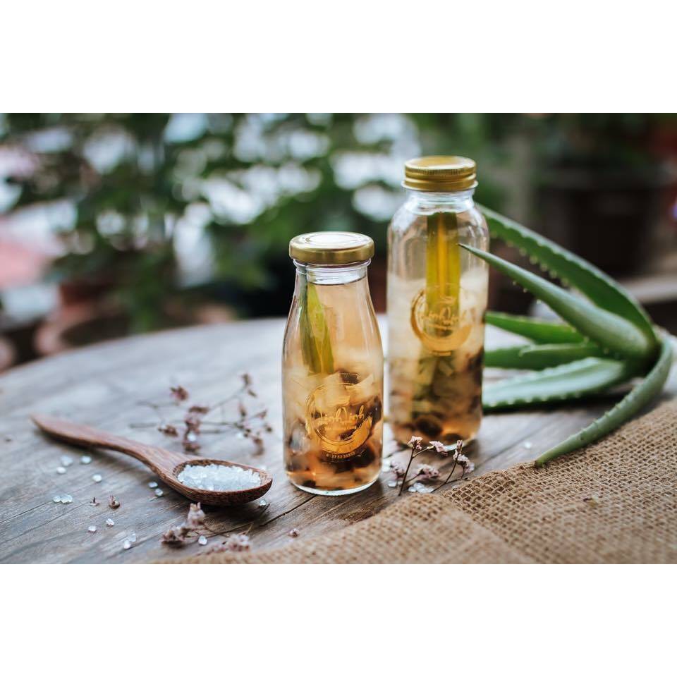 Bộ 10 chai thủy tinh tròn trơn 300ml nắp nhôm trắng xoáy