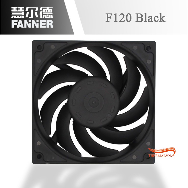 Quạt fan case 12cm Fanner F120 Black - Quạt màu đen, thiết kế khung cứng cáp