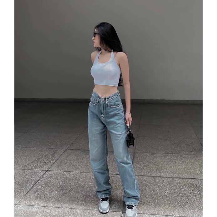 Quần Kissie Jeans Ống Suông Xanh Vừa
