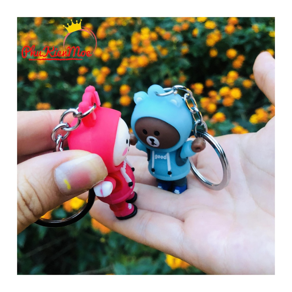 Móc khóa đôi gấu Brown và thỏ Cony dành cho các cặp đôi Handmade