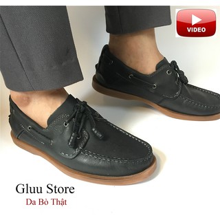 Giày lười nam da bò thật / giày nam buộc dây / boat shoe