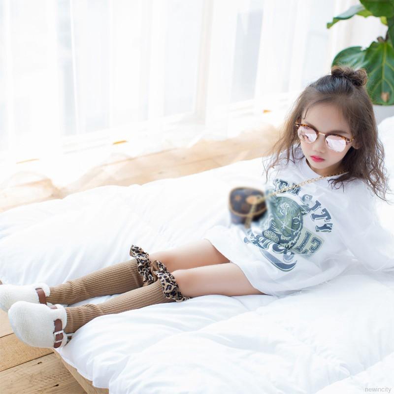 Vớ cotton dài họa tiết da báo xinh xắn dành cho bé gái