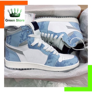 Giày jordan xanh loang cổ cao, giày jordan high cổ cao full box + bill