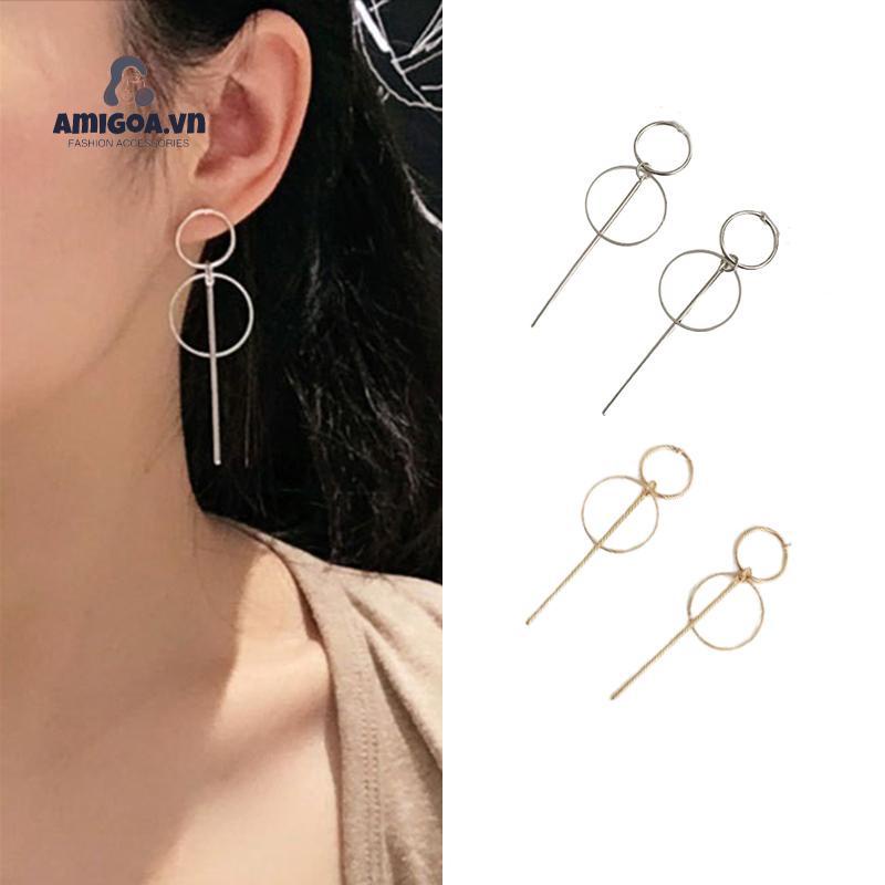 Bông Tai Tròn Dáng Dài Thiết Kế Đơn Giản Thời Trang