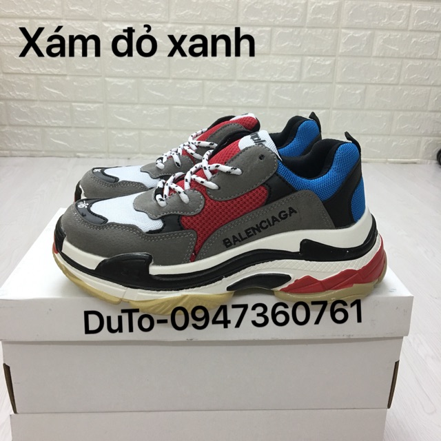 [SẴN HÀNG-TẶNG HỘP] Giày thể thao triple S XÁM ĐỎ XANH size 36->44 NAM NỮ COUPLE | BigBuy360 - bigbuy360.vn