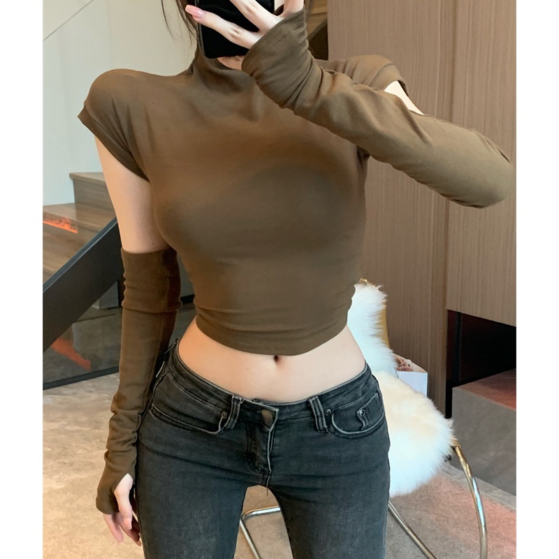 Áo Croptop Tay Dài Thiết Kế Ôm Sát Quyến Rũ